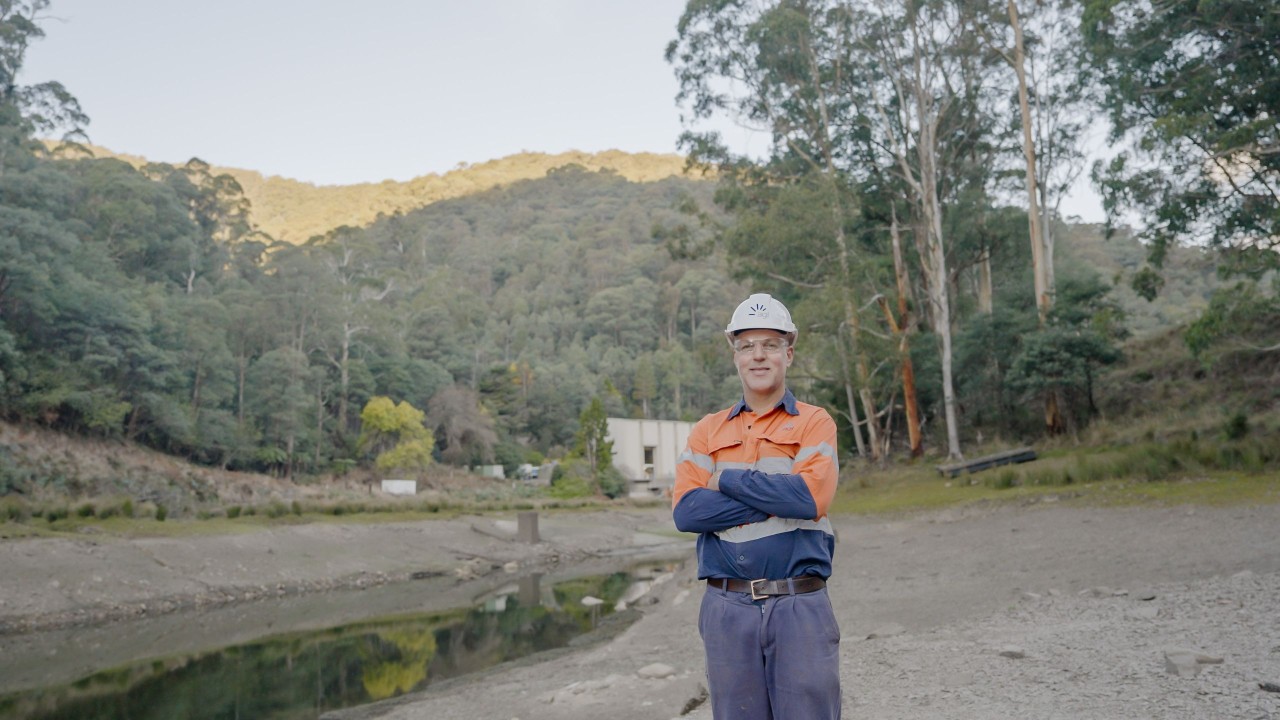 Man in high-vis outside working