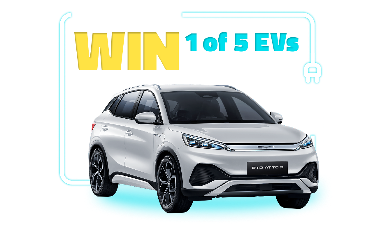  Win a BYD Atto 3 EV! Competition end 12pm AEST, 10 Jun 2026.