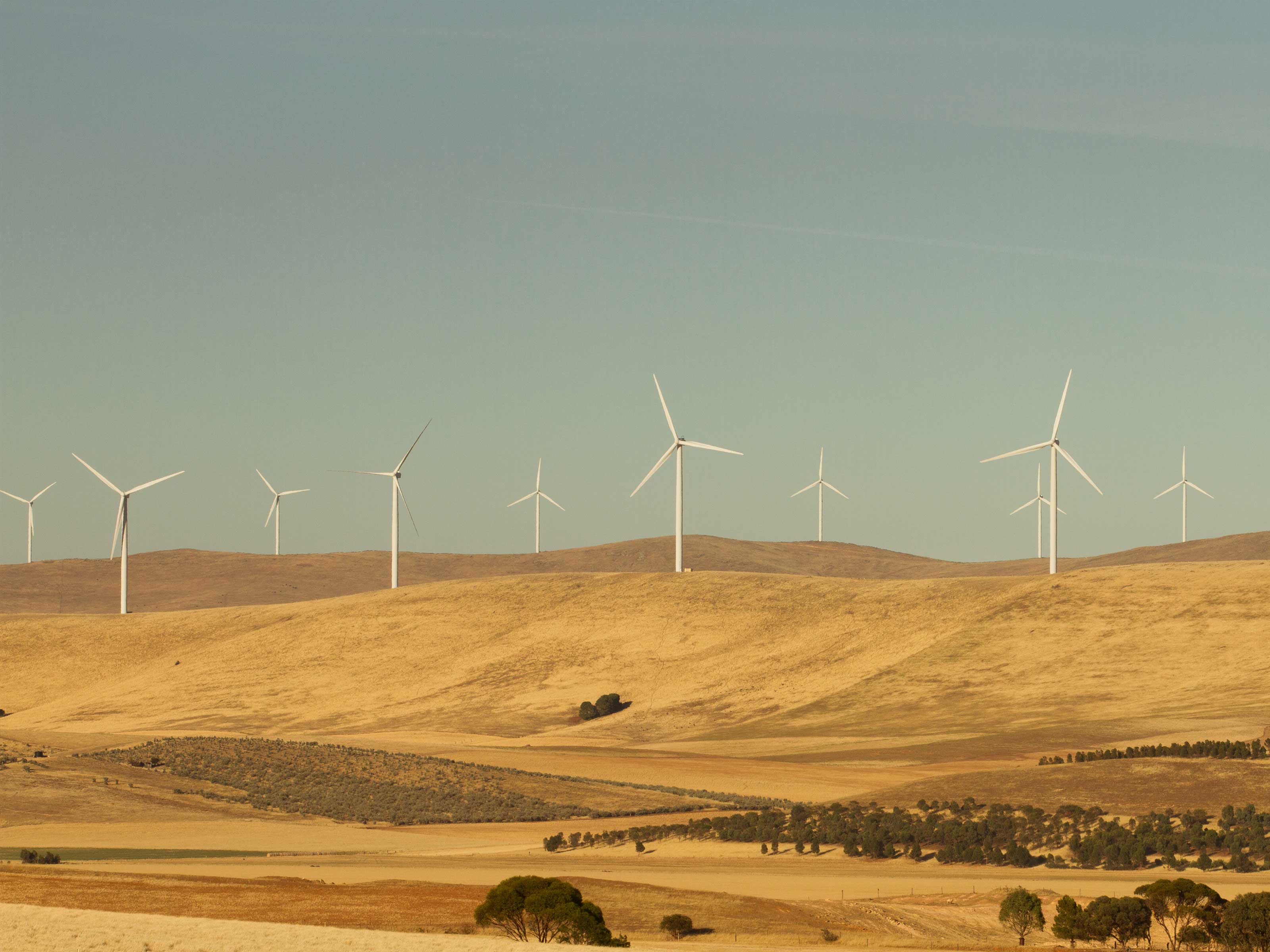 Photo of the turbines at the Oaklands Hill