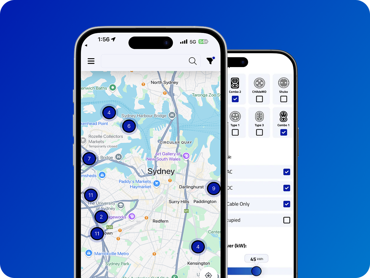Sscreenshots of the kerbside parking app