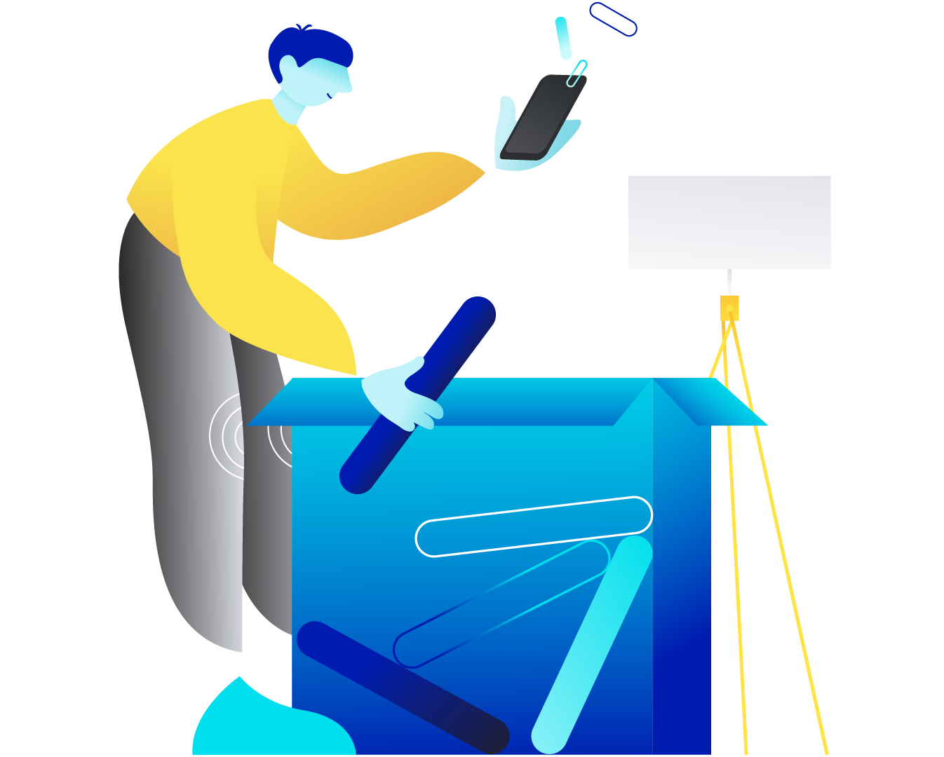 Illustration depicting a person unpacking a box as they move house