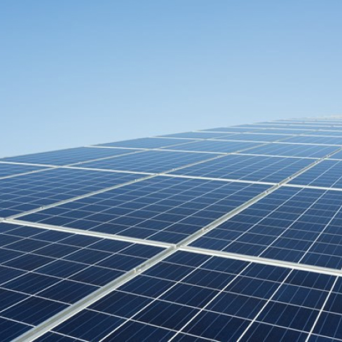 Solar panels stretching into the horizon