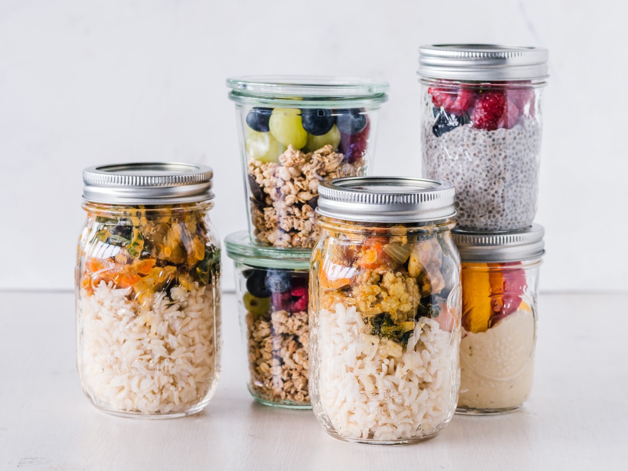 Jars of pre prepared fresh meals